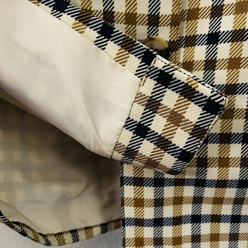 H&M Plaid Button Miniskirt Lined Brown Black Beige Preppy Academia Size 4 - Picture 4 of 7